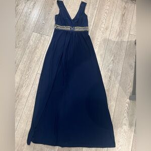 *flawed* Chic Navy Small Maxi Dress with Embellished Waist